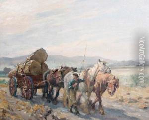 Carting Timber In Sussex Oil Painting - Nathaniel Hughes John Baird