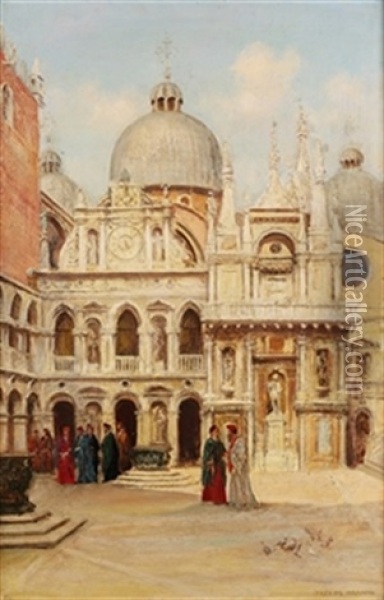 Plaza De Venecia Oil Painting - Arthur Trevor Haddon