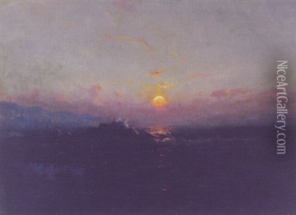 At Cook Inlet, Sunset Oil Painting - Sydney Mortimer Laurence