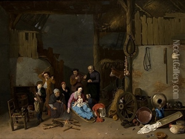 Escena Familiar De Interior Oil Painting - David Ryckaert III