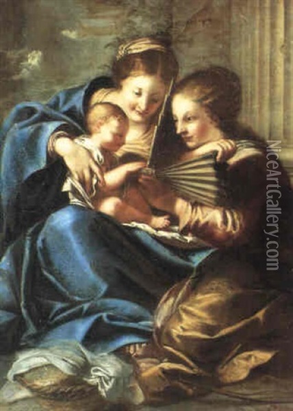 La Madonna Col Bambino E Santa Cecilia Oil Painting - Pietro (Libertino) Liberi
