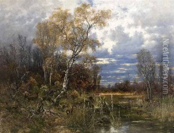 Im Moor Oil Painting - Eduard Josef Mueller