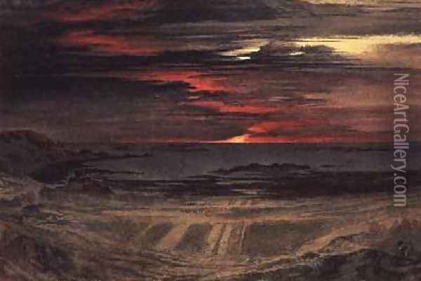 Sunset over a Rocky Bay Oil Painting - John Martin