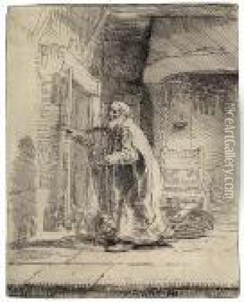 The Blindness Of Tobit: The Larger Plate Oil Painting - Rembrandt Van Rijn