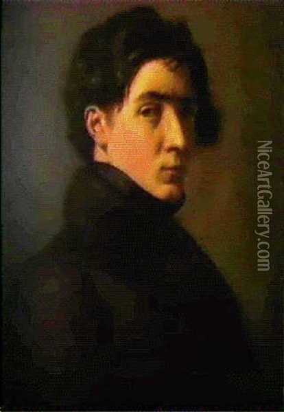 Portrait D'homme A L'habit Sombre Oil Painting - Hippolyte Jean Flandrin