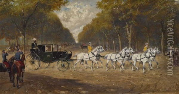 Ausfahrt Erzherzog Franz Karls Von Osterreich Im Wiener Prater Oil Painting - Alexander Ritter Von Bensa