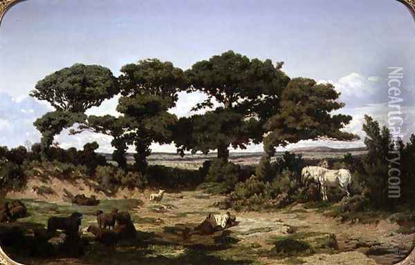 The Oaks of Kertregonnec, c.1869-70 Oil Painting - Alexandre Sege