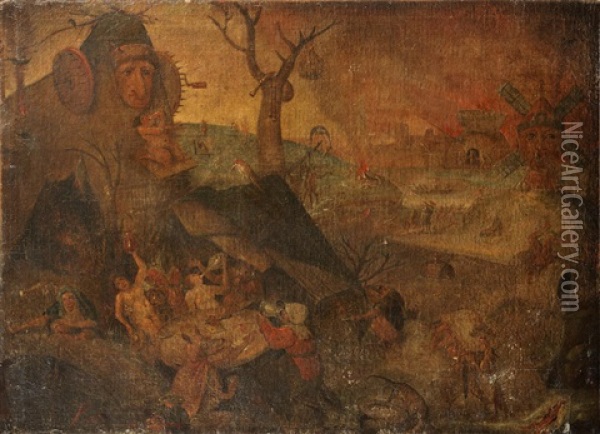 An Allegory Of Gluttony Oil Painting - Pieter Bruegel the Elder