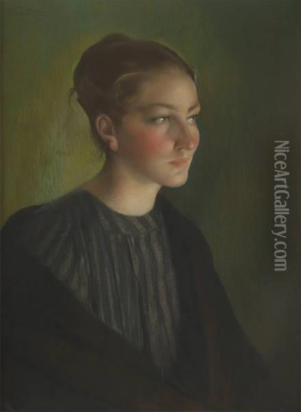 Portrait De Jeune Fille Oil Painting - Firmin Baes