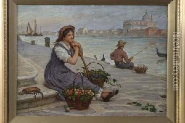 Venetian Fruit Seller Oil Painting - Antonio Paoletti