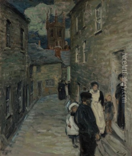 Street Scene, St. Ives Oil Painting - Frederick Judd Waugh