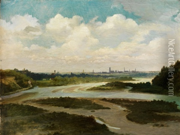 Isartal Mit Blick Nach Munchen Oil Painting - Wilhelm Lichtenheld