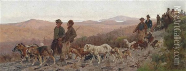 Pronti Per La Caccia In Maremma Oil Painting - Eugenio Cecconi