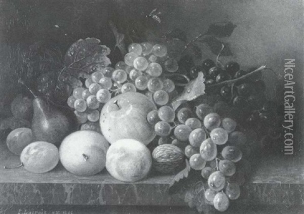 Still Life With Grapes, Apple And Pear Oil Painting - Paul Lacroix