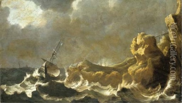A Storm At Sea Oil Painting - Pieter Mulier the Younger
