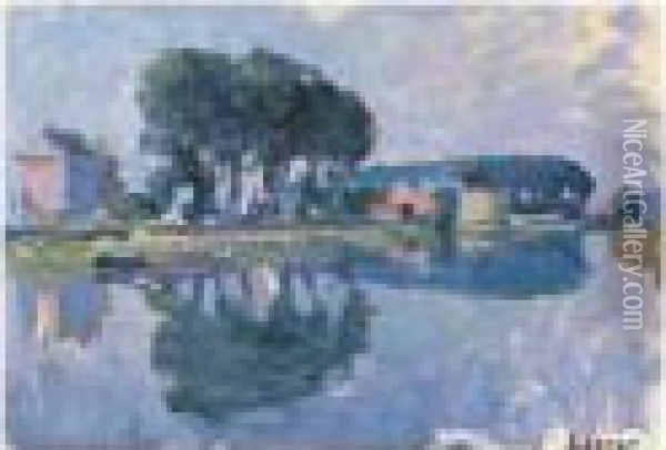 Les Bords De La Marne A Pomponne, Circa 1906-1907 Oil Painting - Henri Lebasque