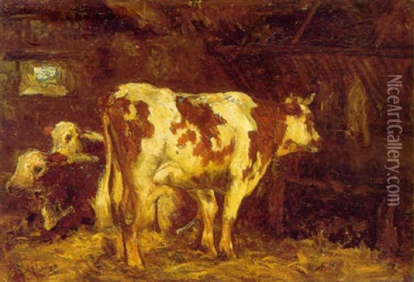 Vaches A L'etable Oil Painting - Gustave Courbet