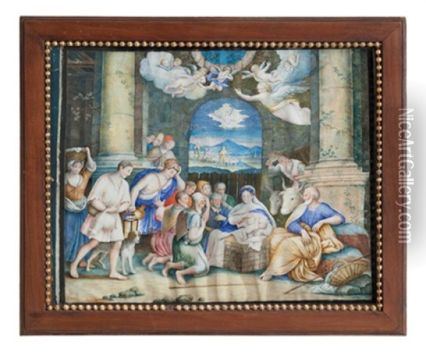 L'adorazione Dei Pastori Oil Painting - Giovanni Battista Castello