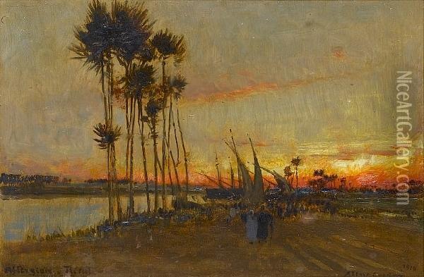Afterglow, The Nile Oil Painting - Albert Goodwin