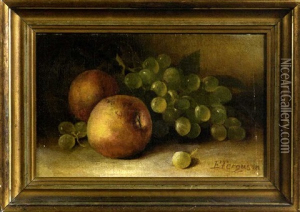 Still Life With Peaches And Grapes Oil Painting - Elizabeth Ferguson
