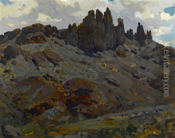 Butte, Montana Oil Painting - Frank Tenney Johnson