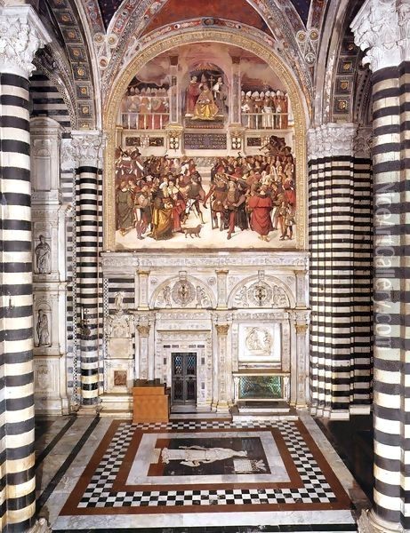 Entrance to the Piccolomini Library Oil Painting - Bernardino di Betto (Pinturicchio)