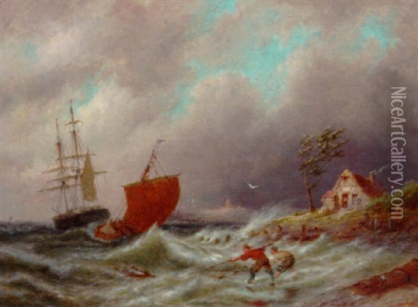 On The Isle Of Texel Oil Painting - Pieter Cornelis Dommershuijzen
