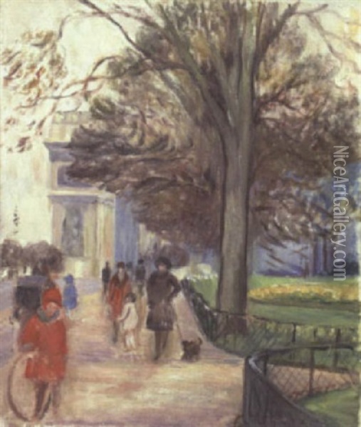 Promenade Sur L'avenue Du Bois Oil Painting - Paule Gobillard