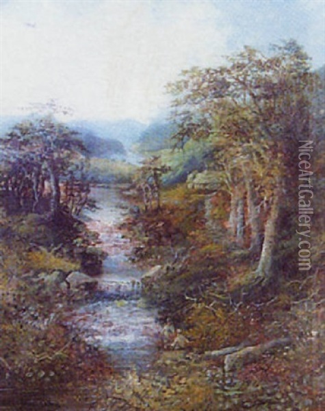 Extensive River Landscape Oil Painting - James Wallace