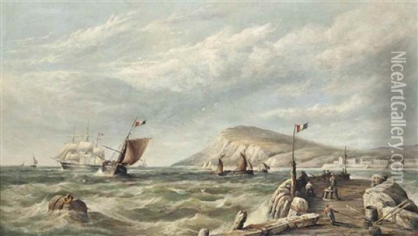 Bustling Activity Off The French Coast Oil Painting - Henry King Taylor