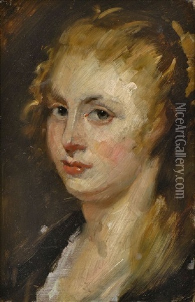 Bildnis Einer Frau Mit Geflochtenem Blonden Haar Oil Painting - Wilhelm Maria Hubertus Leibl