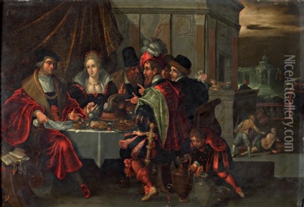 Lazare Et Le Mauvais Riche Oil Painting - Frans Francken III