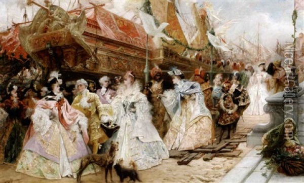 The Royal Entourage Oil Painting - Georges Jules Victor Clairin