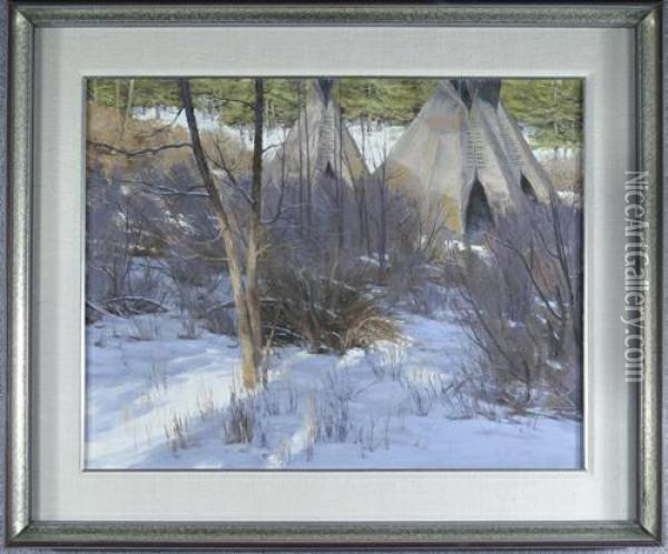 Indian Tepees In A Glade Oil Painting - Henry Inman