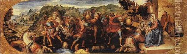 The Adoration Of The Magi Oil Painting - Francesco del Rossi (Salviati)