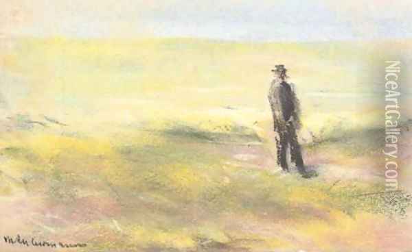 Einsamer Mann auf einer Dutne Oil Painting - Max Liebermann