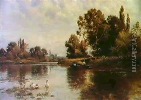 Backwater At Sunbury Oil Painting - Alfred Augustus Glendening Sr.