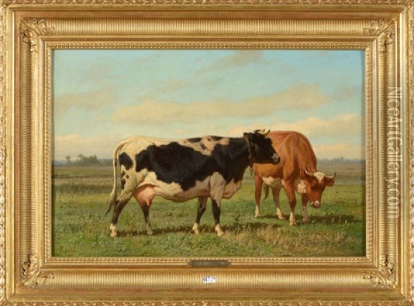 Vaches Au Pre Oil Painting - Louis Robbe