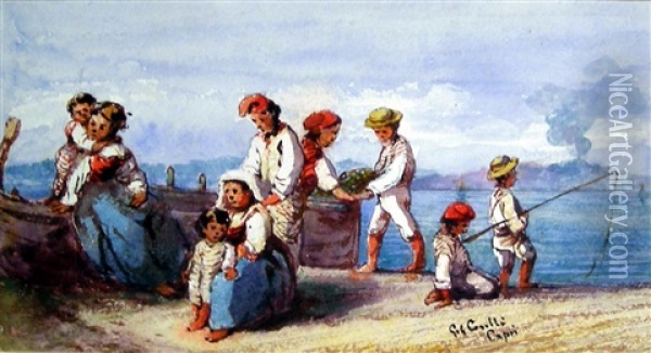 I Bambini Dei Pescatori Di Capri Oil Painting - Consalvo Carelli
