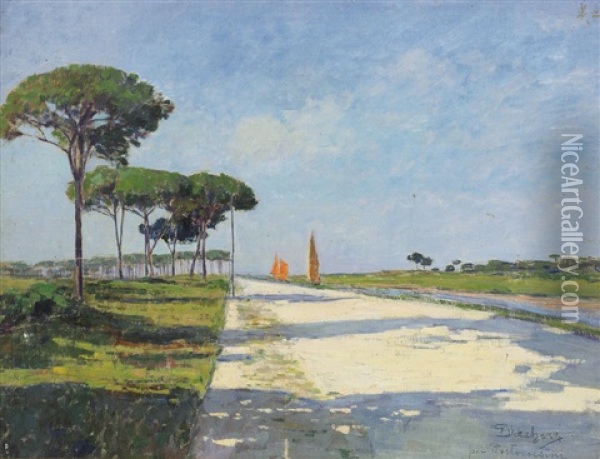 Per Porto Corsini Oil Painting - Giuseppe Sacheri