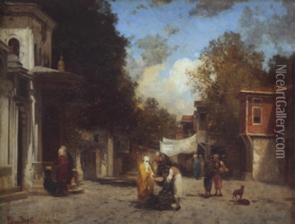 Le Marchand Ambulant, Vieille Rue D'istanbul Oil Painting - Germain Fabius Brest