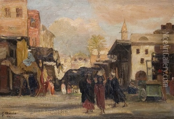 On The Bazaar In Cairo Oil Painting - Georg Macco
