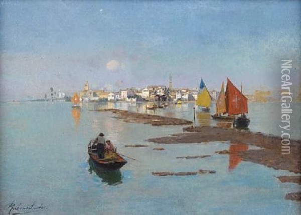 The Venetian Lagoon Oil Painting - Rubens Santoro