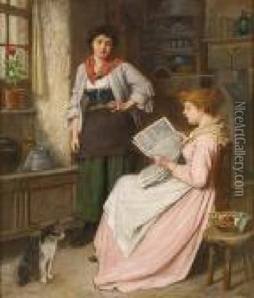 Reading The News Oil Painting - Haynes King