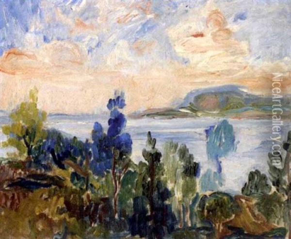 Landskap Ved Sjoen Oil Painting - Thorvald Erichsen