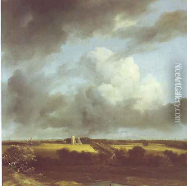 View of the ruins of huis ter kleef and haarlem Oil Painting - Jacob Van Ruisdael