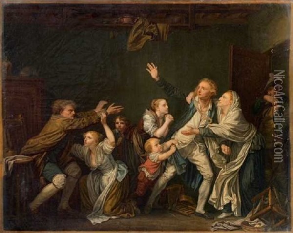 La Malediction Paternelle Oil Painting - Jean Baptiste Greuze