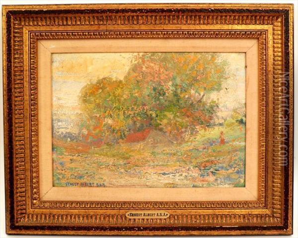 An Impressionist Landscapesigned At The Lower Left Oil Painting - Ernest Albert
