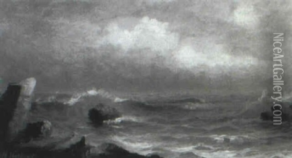 Surf Oil Painting - George M. Hathaway