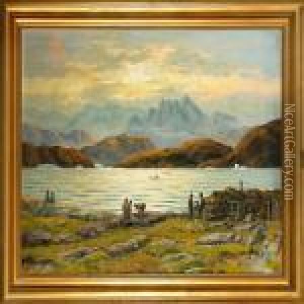 Near Nanortalik,greenland Oil Painting - Emanuel A. Petersen